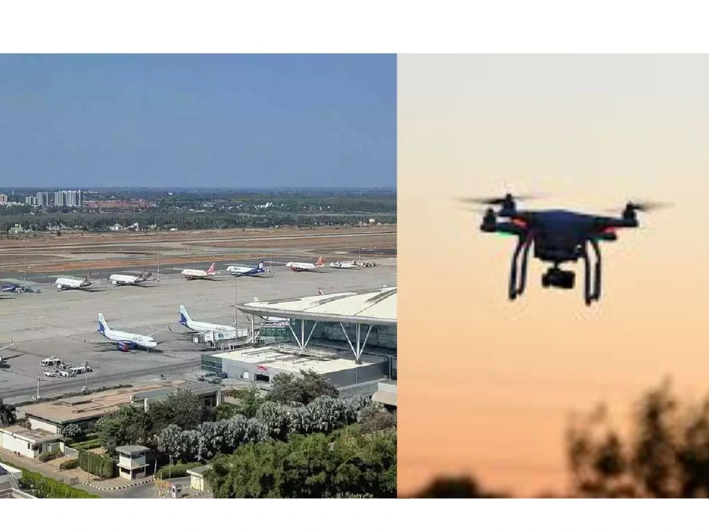 Drone flying in Blore Airport